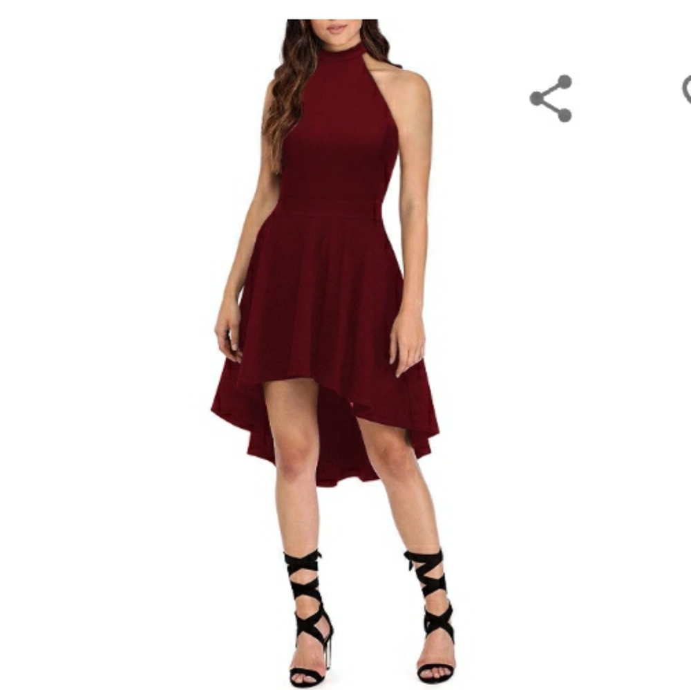 Maroon Halter Skater Dress